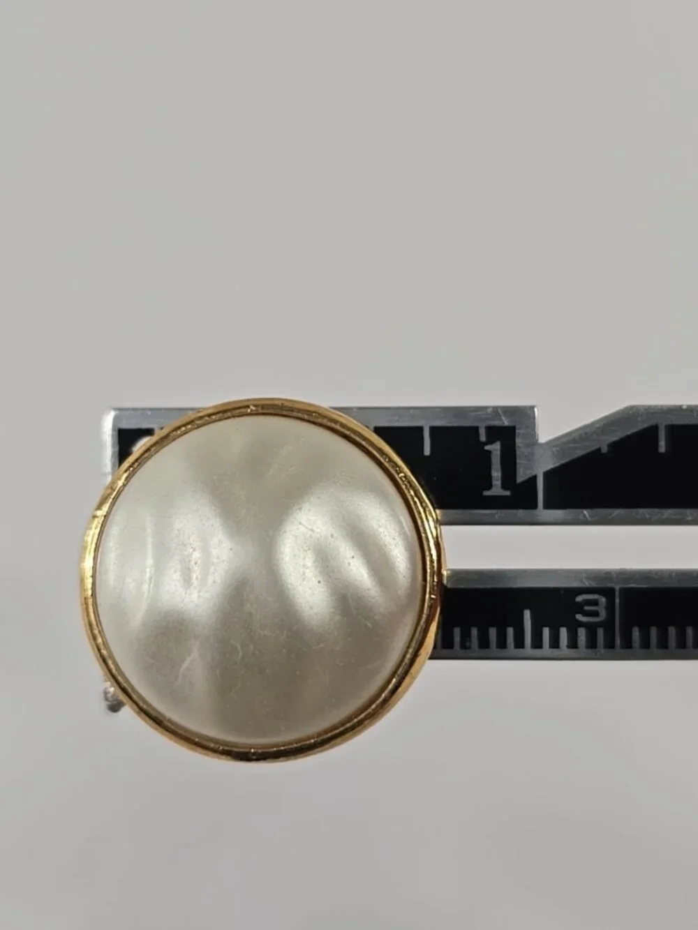 VINTAGE Trifari Gold Tone Faux Pearl Clip‑On Earrings Round Classic Signed......